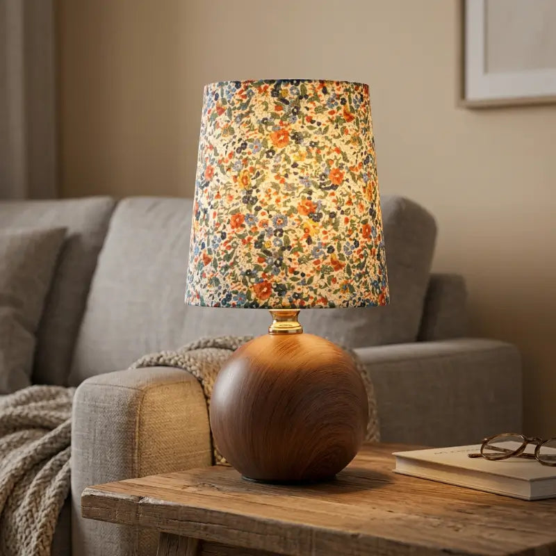Abajur de Mesa Cúpula de Tecido Floral Clássico
