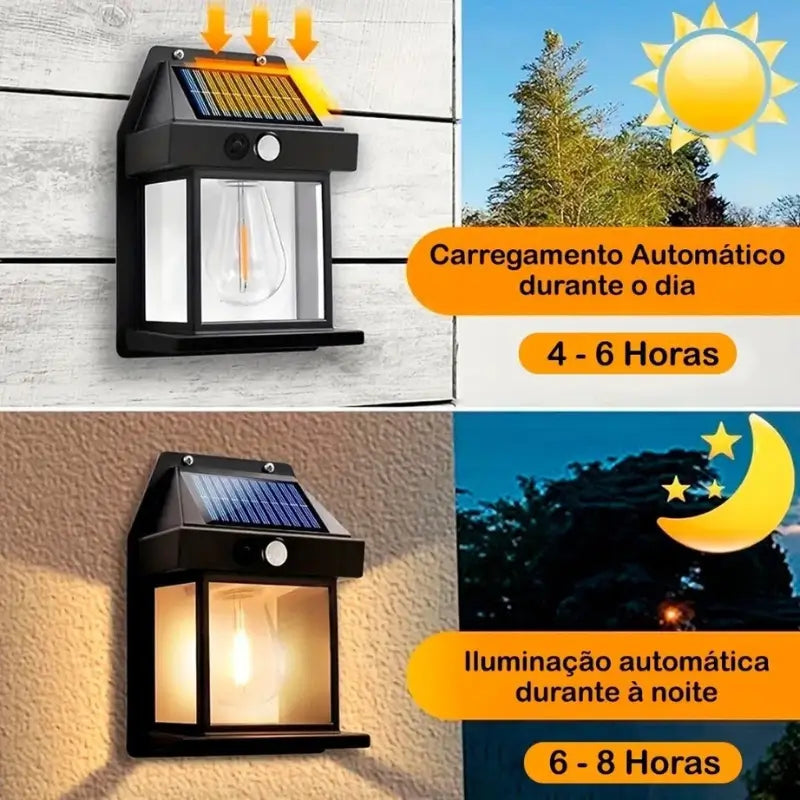 Arandela de Parede Externa Solar LED com Sensor de Movimento