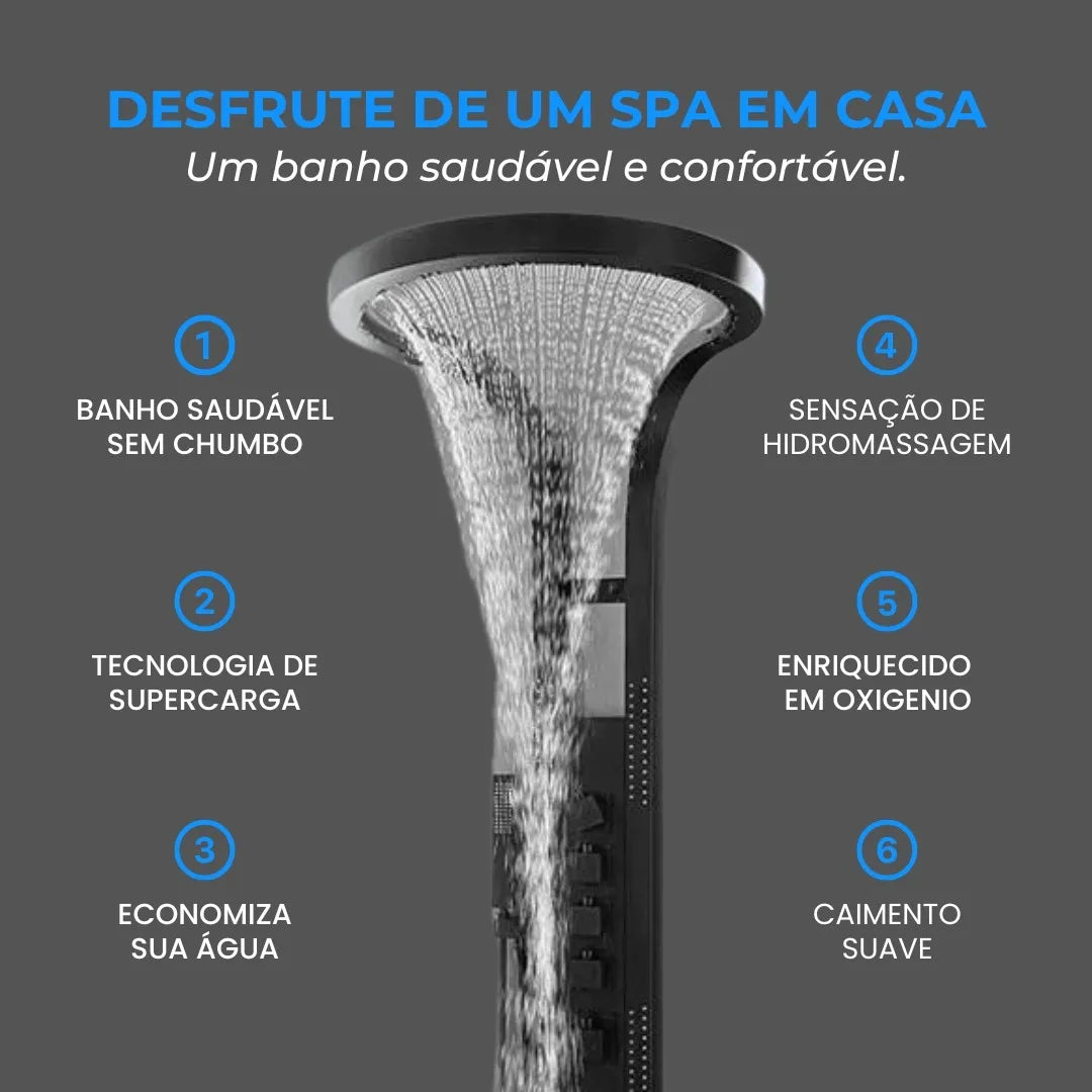 Ducha De Inox Com Hidromassagem Cascata Modelo Round