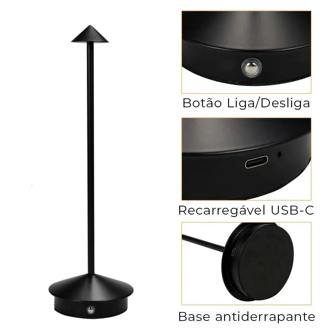 Luminária De Mesa Portátil Dilla