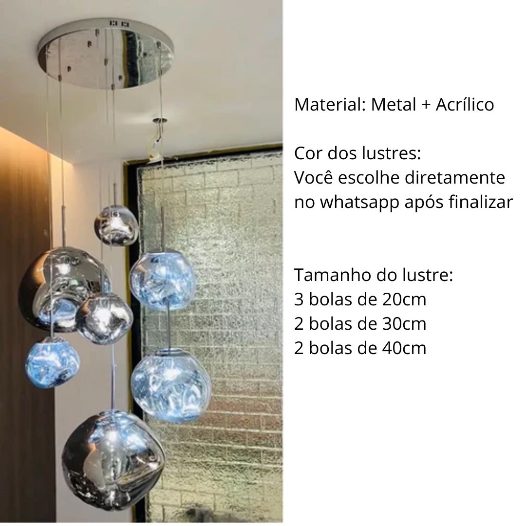 Conjunto Completo Lustre Pendente Moderno Luxuoso Macaron Nórdico Cabo Ajustável 300m