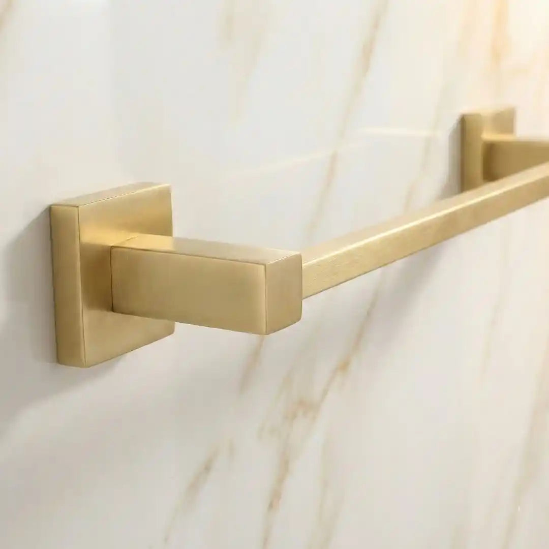 Porta Toalha de Rosto Quadritt Dourado Escovado