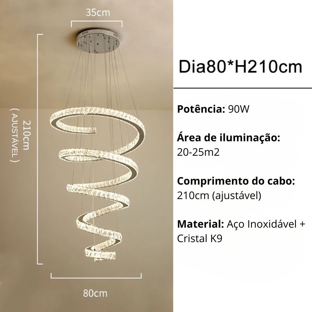 Lustre Circular Cristal Moderno Pendente Para Sala De Jantar