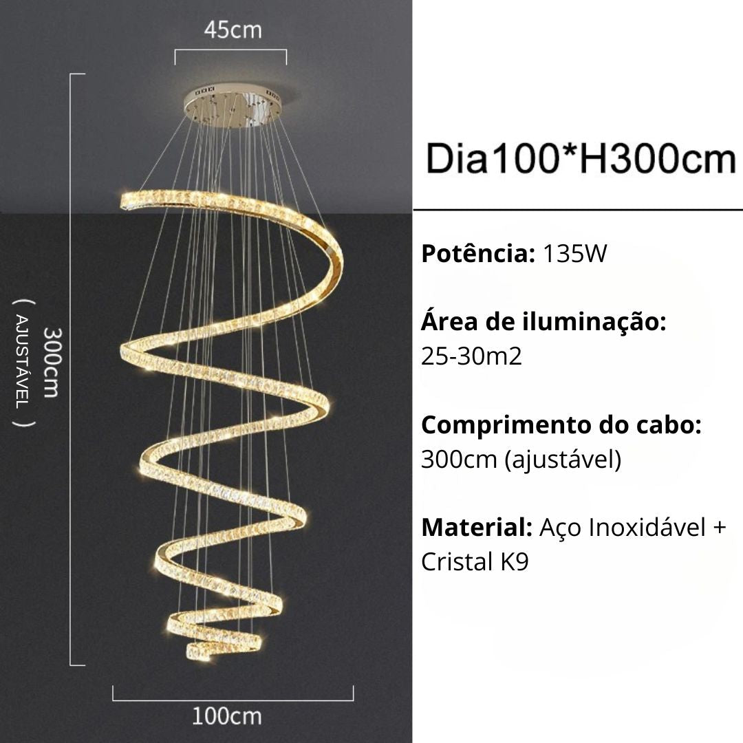 Lustre Circular Cristal Moderno Pendente Para Sala De Jantar