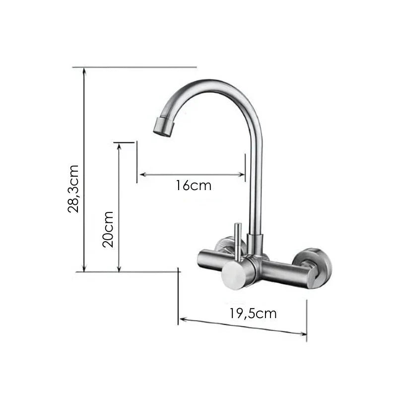 Torneira De Parede Para Cozinha Rotativa Com Misturador