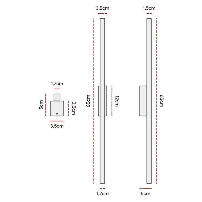 Arandela de Parede Led Preta Minimalista