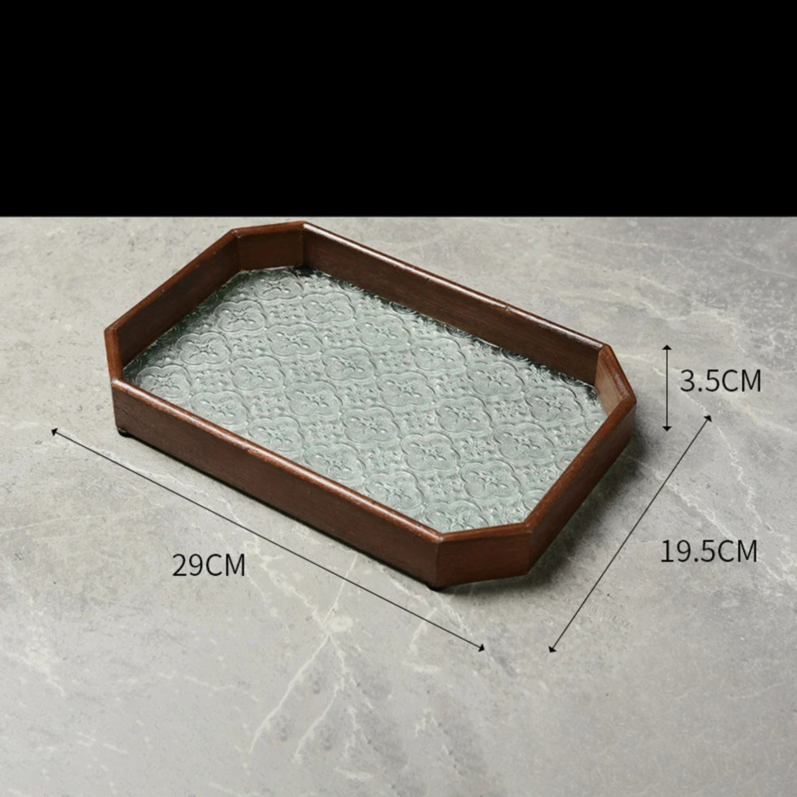 Bandeja Organizador de Vidro com Base Floral para Copos e Lanches Lavielle