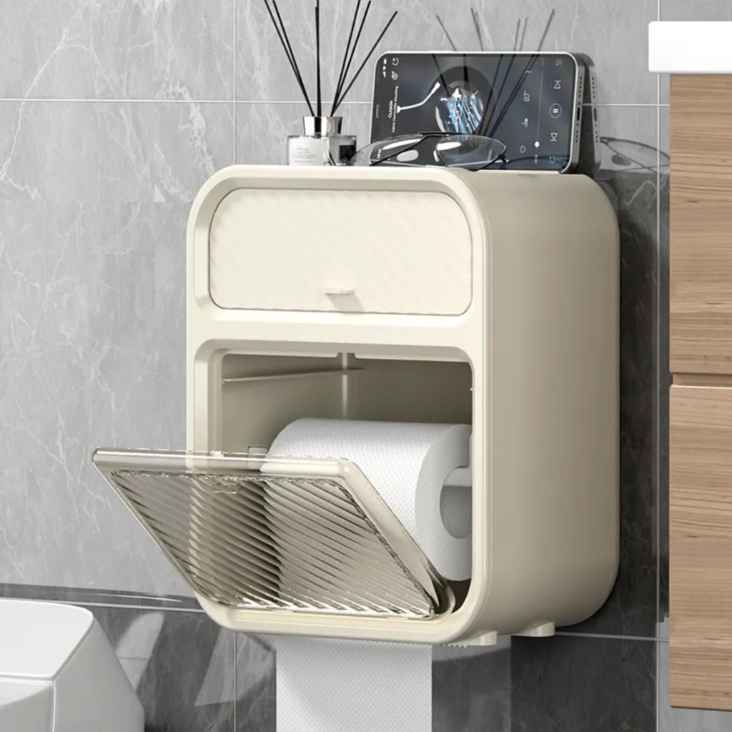 Porta Papel Higiênico De Parede Moderno Com Suporte Celular e Porta Detergente