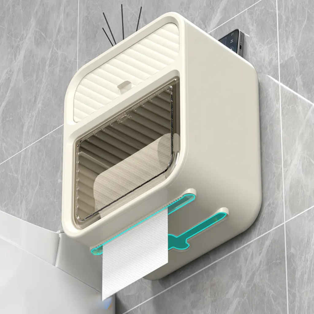 Porta Papel Higiênico De Parede Moderno Com Suporte Celular e Porta Detergente