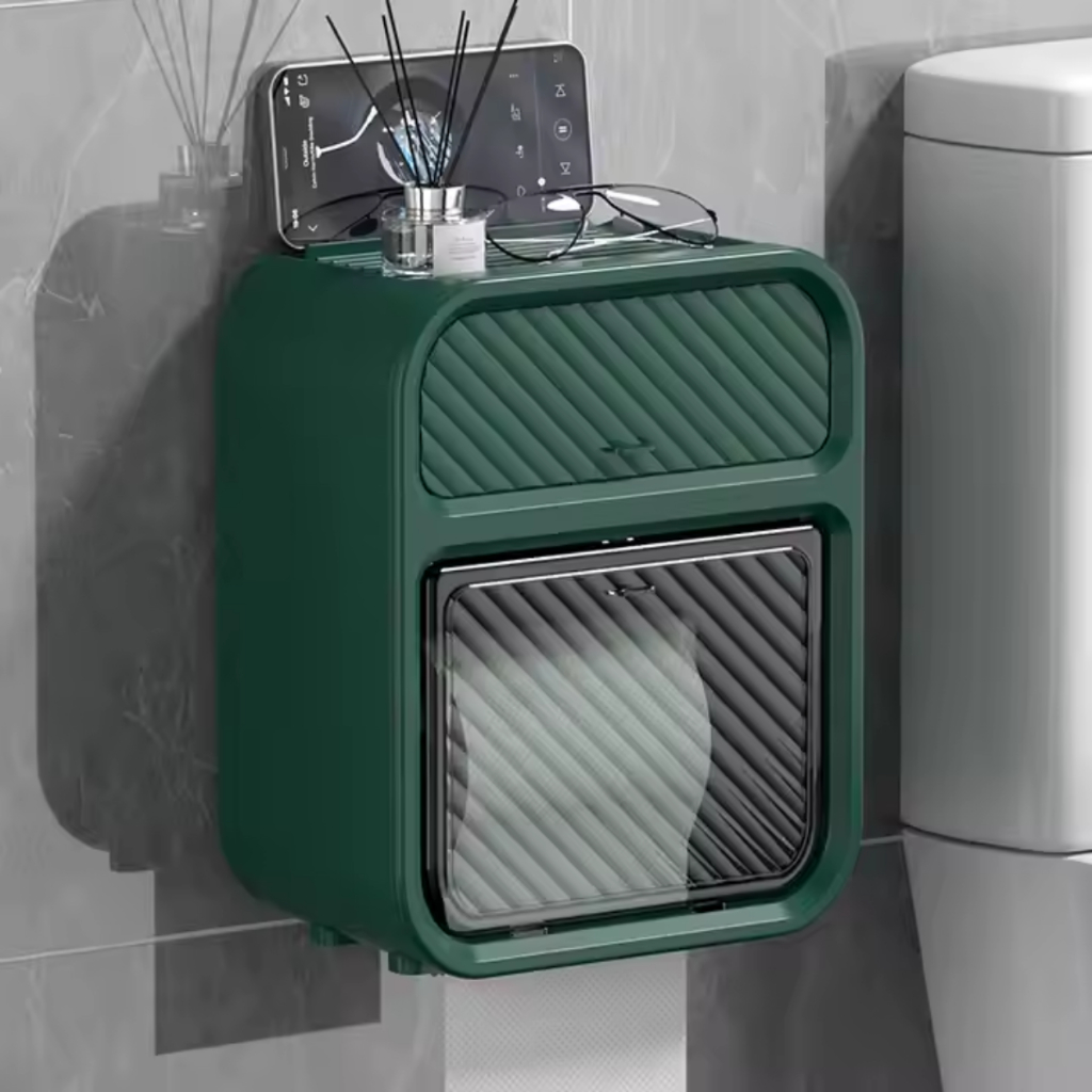 Porta Papel Higiênico De Parede Moderno Com Suporte Celular e Porta Detergente