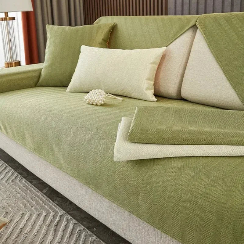 Capa de Sofá Seda Ice Verde com Base Antiderrapante e Matelassê Lavielle