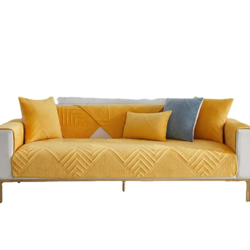 Capa para Sofá Plush Acolchoada Antiderrapante Impermeável Amarelo Lavielle