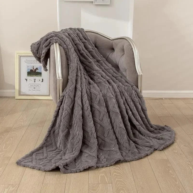 Cobertor Retangular de Microfibra Jacquard para Decoração de Sofá Lavielle