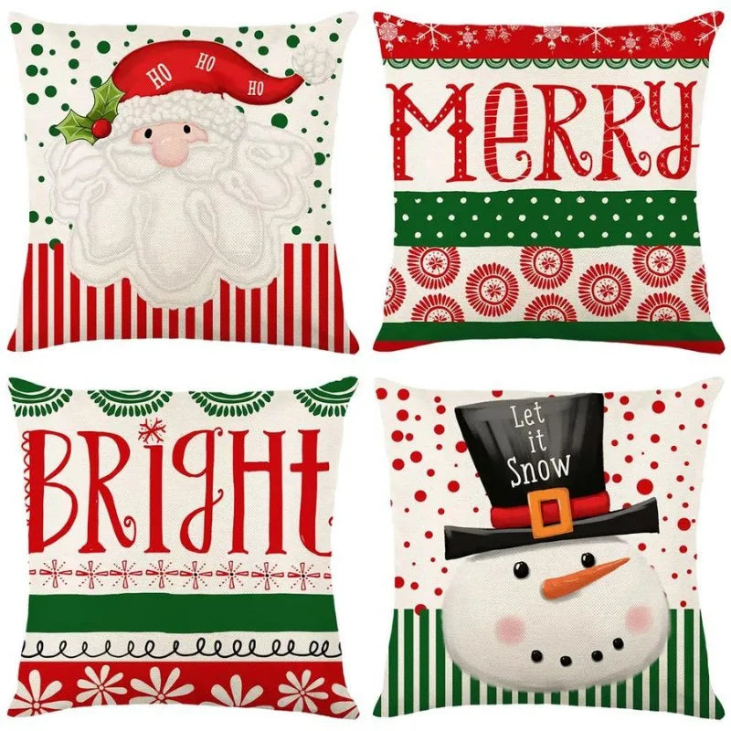 Conjunto 4 Capas Almofada Poliéster para Decoração Natalina Festiva Lavielle
