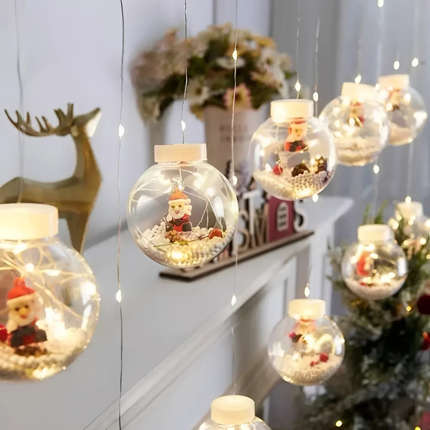 Cordão de Luzes Led Decorativas para Natal com Bolinhas Festivas Lavielle