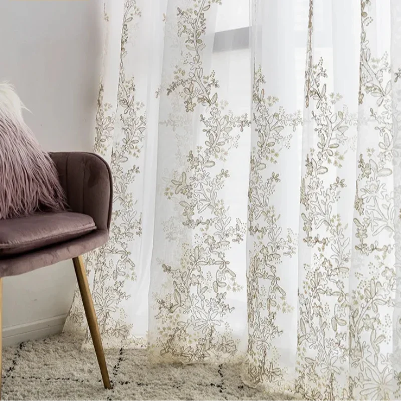 Cortina de Renda com Bordado Vazado para Sala e Quarto Lavielle