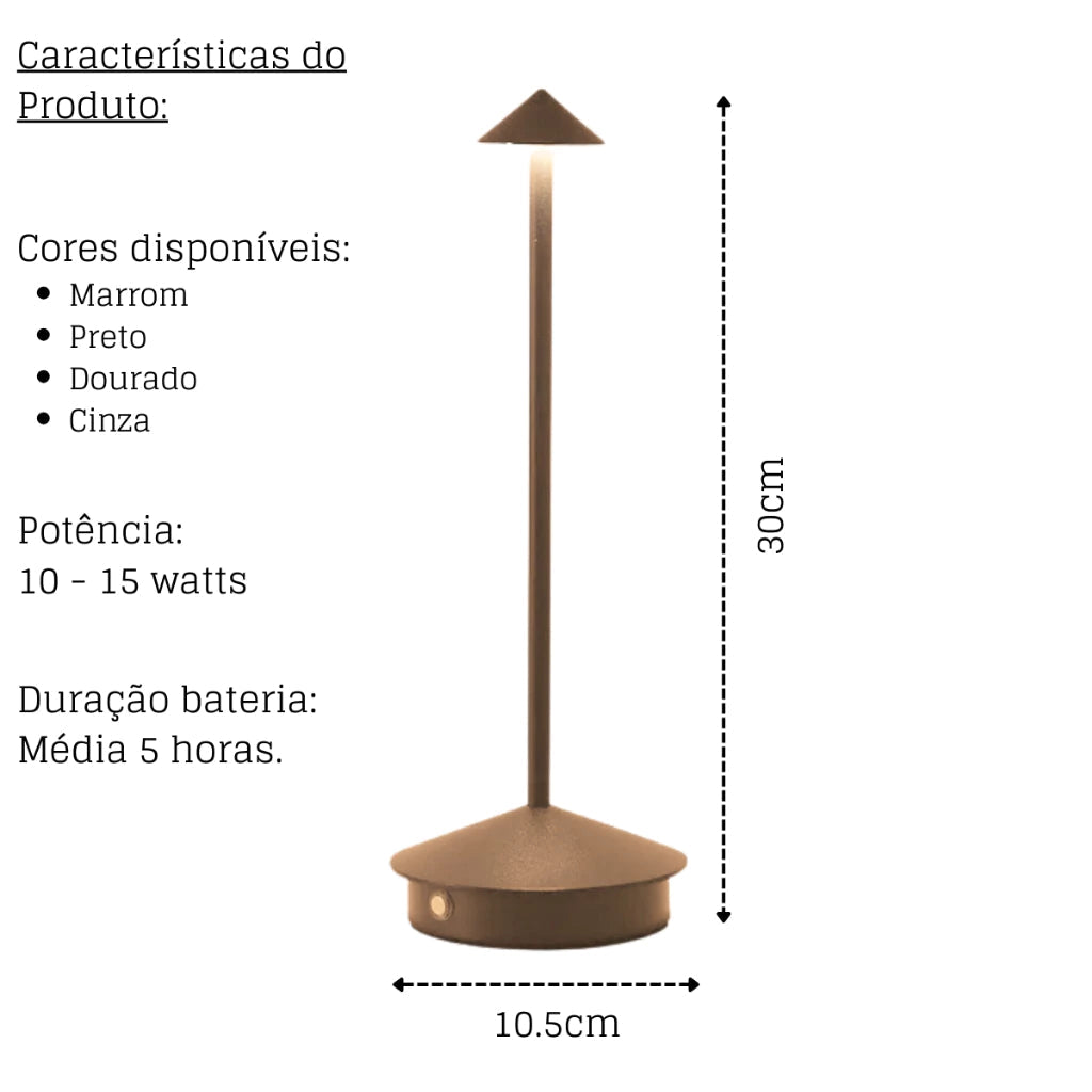 Luminária De Mesa Portátil Dilla