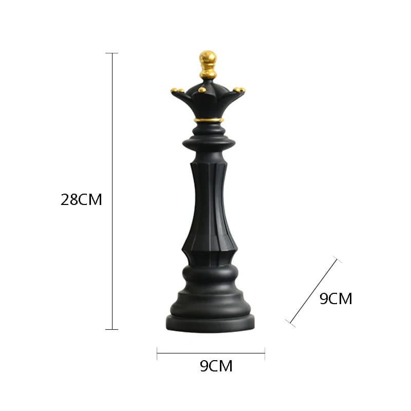 Conjunto 3 Peças Estatueta Decorativa Para Mesa Peças de Xadrez em Resina