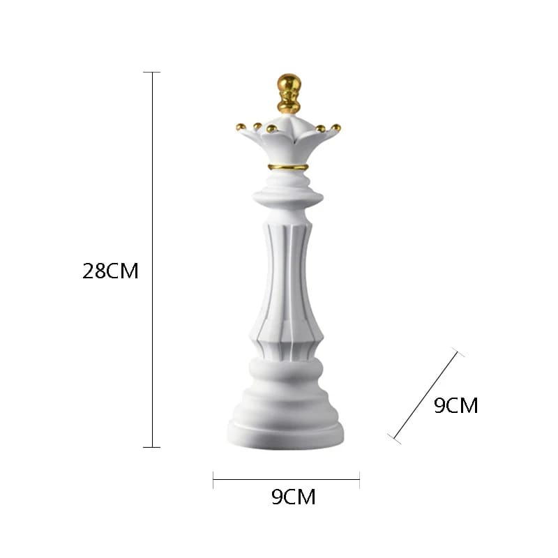 Conjunto 3 Peças Estatueta Decorativa Para Mesa Peças de Xadrez em Resina