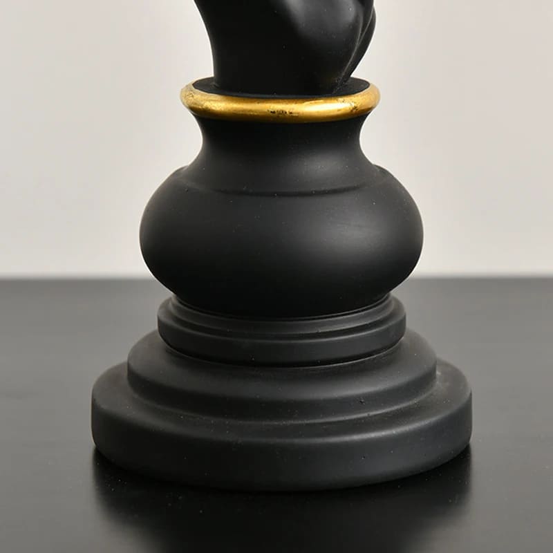 Conjunto 3 Peças Estatuetas Decorativas Peças de Xadrez Preto em Resina