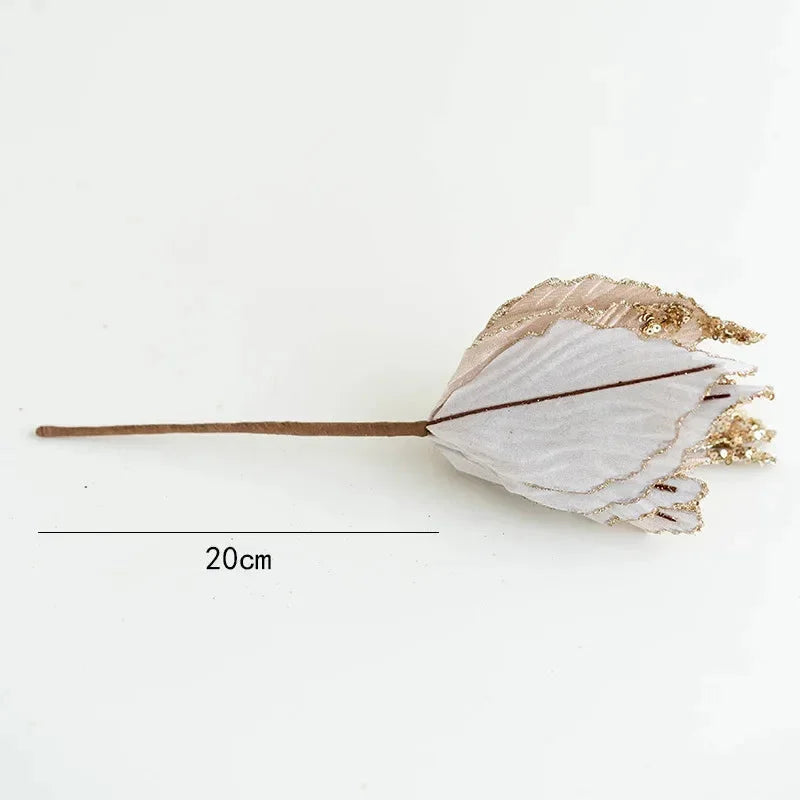 Flor Decorativa Natalina Flanela Dourada para Arranjos e árvore Lavielle