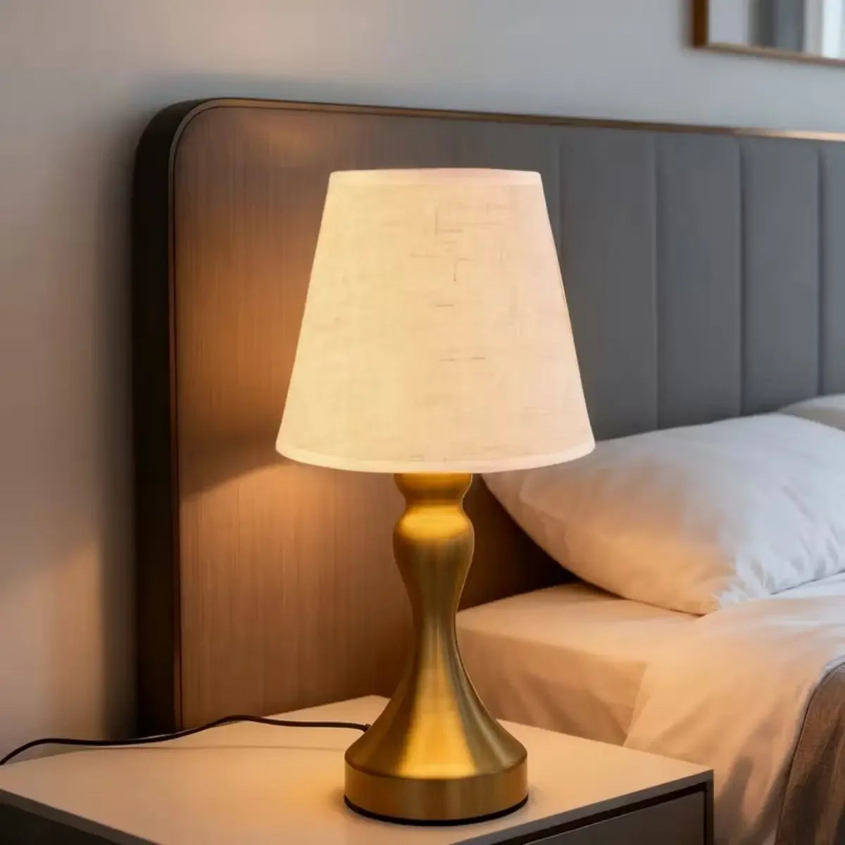 Luminária de Mesa Toile Estilo Nórdico Abajur Tecido Regulável Lavielle