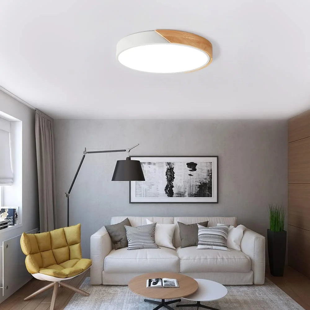 Luminária de Teto Plafon Redondo LED Estilo Nórdico Cinza 40cm