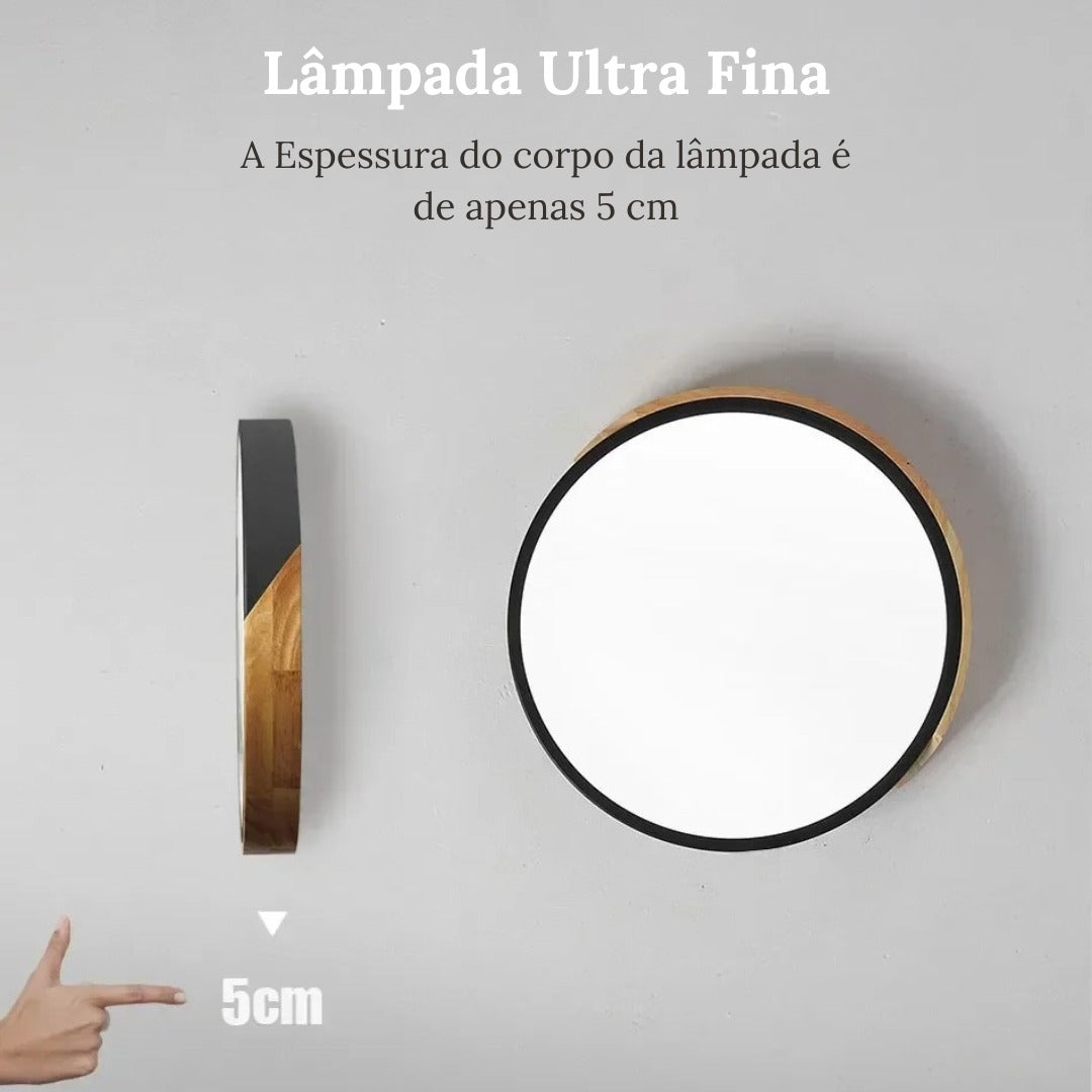 Luminária de Teto Plafon Redondo LED Estilo Nórdico Cinza 40cm
