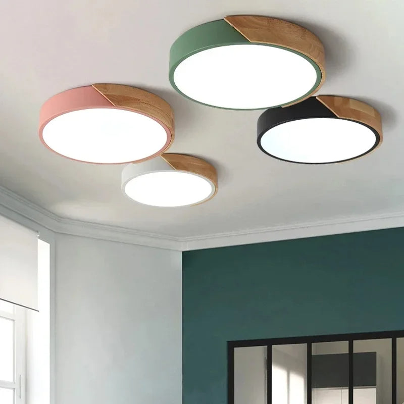 Luminária de Teto Plafon Redondo LED Estilo Nórdico Cinza 40cm