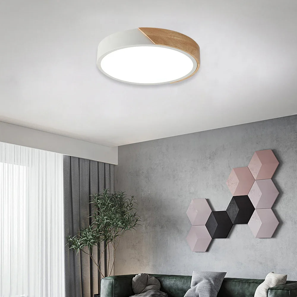 Luminária de Teto Plafon Redondo LED Estilo Nórdico Cinza 40cm