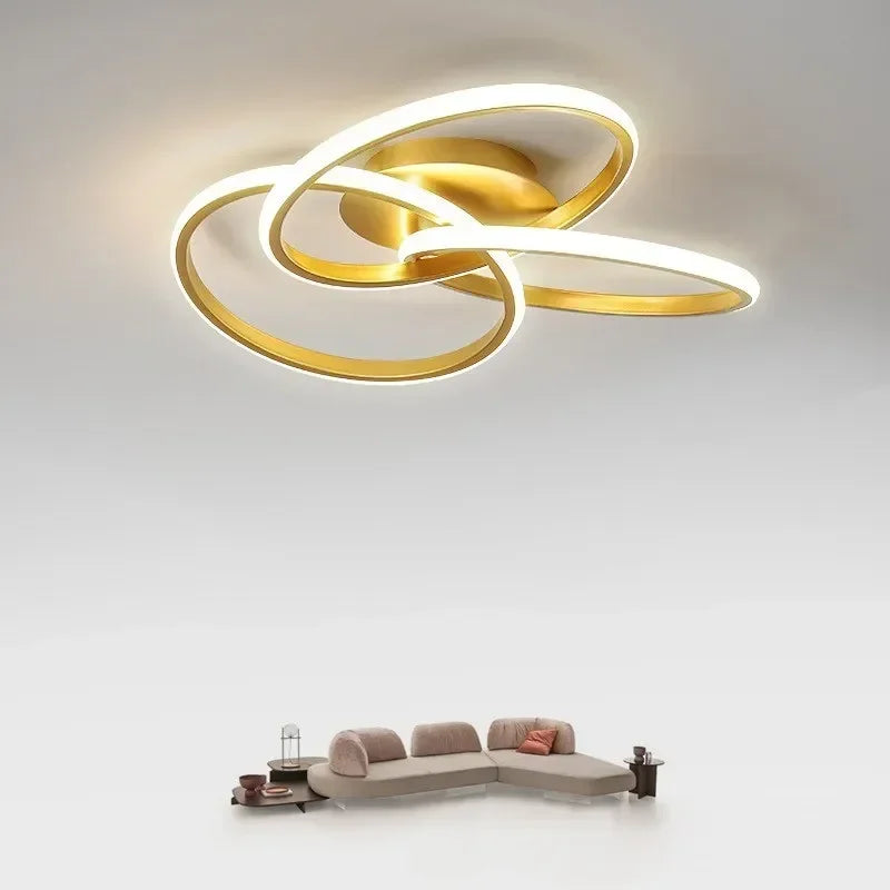 Luminária Led Trefoil Regulável Preta Branca e Dourada para Sala Lavielle