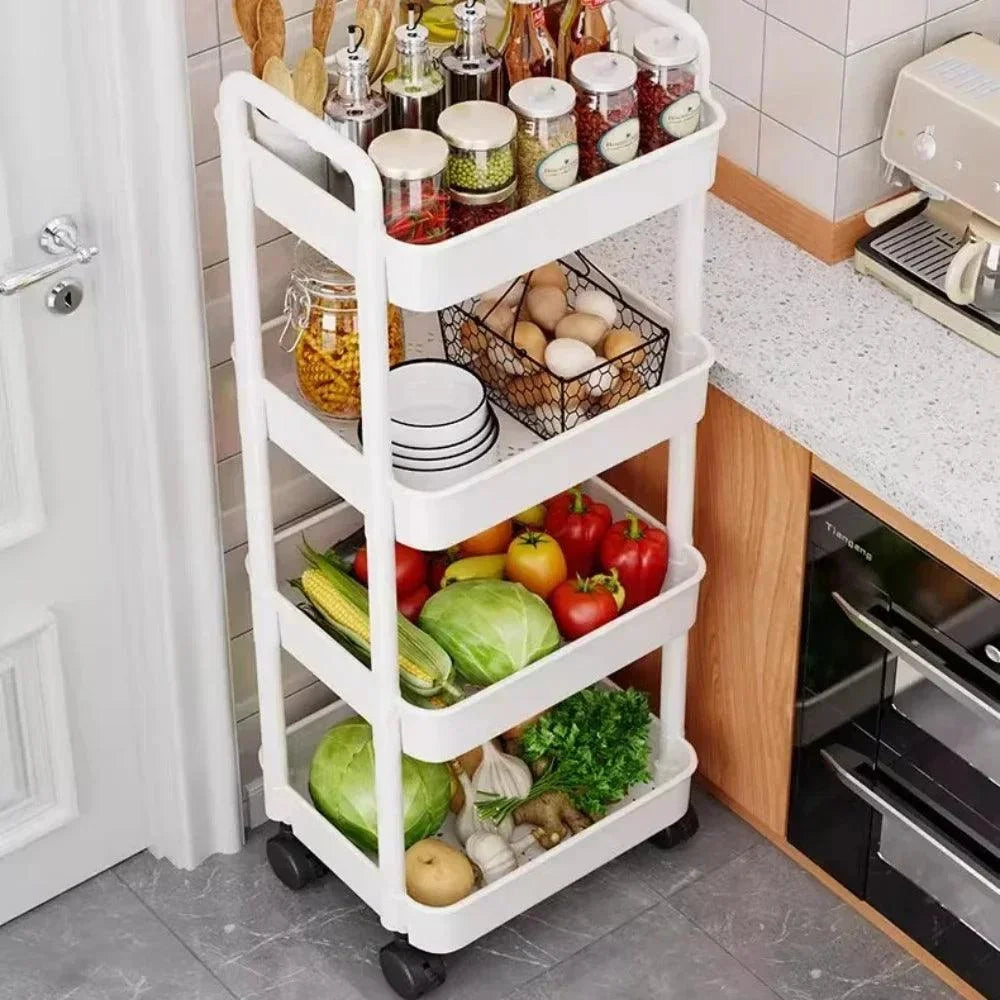 Organizador de Cozinha com Rodas Multiuso Preto ou Branco para Casa Lavielle