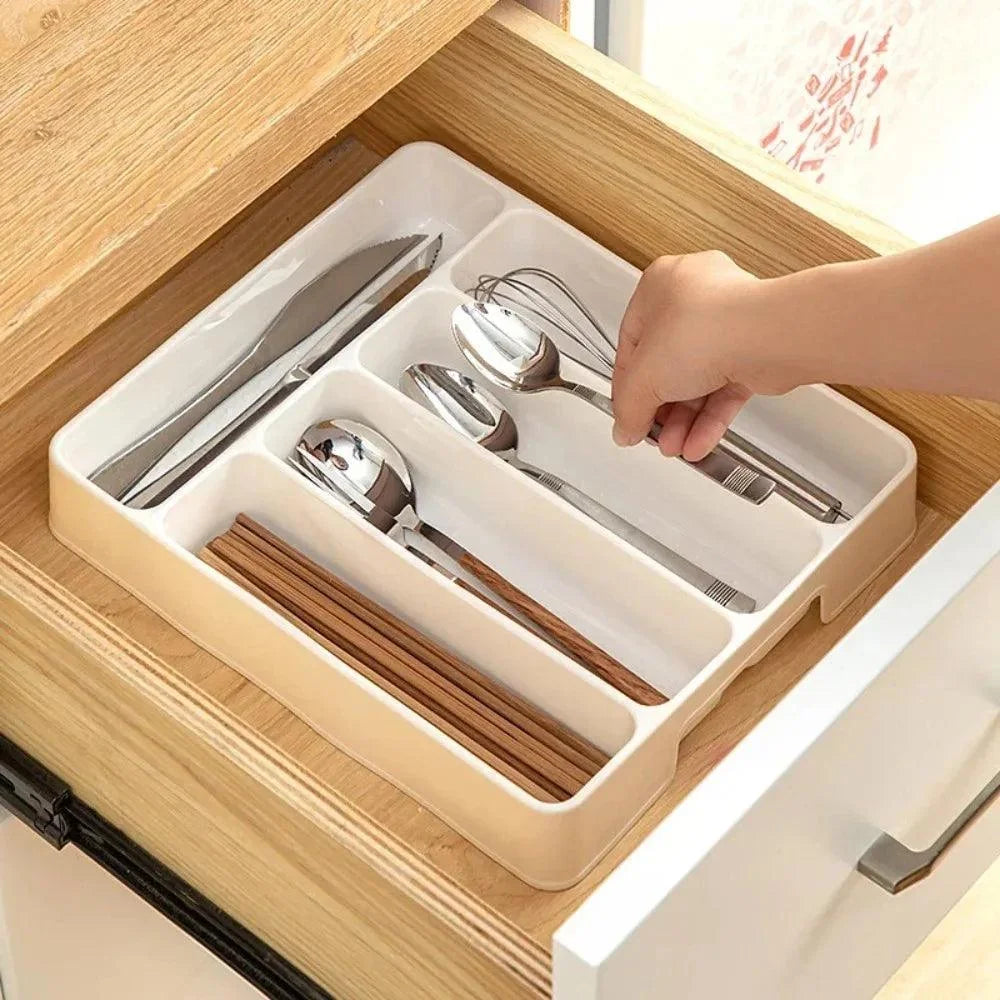 Organizador de Talheres Branco Divisórias para Cozinha Moderna Lavielle