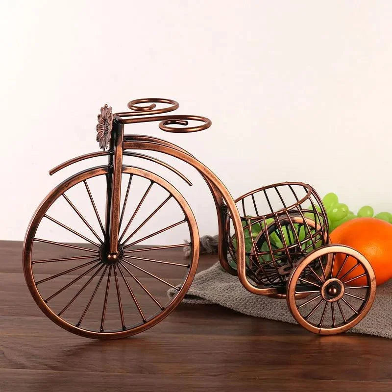 Porta Vinho Decorativo Metal Formato Bicicleta Design Retro Cobre Lavielle