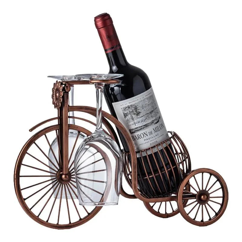 Porta Vinho Decorativo Metal Formato Bicicleta Design Retro Cobre Lavielle