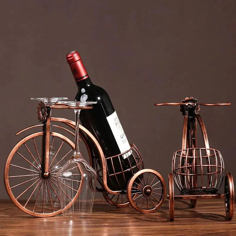 Porta Vinho Decorativo Metal Formato Bicicleta Design Retro Cobre Lavielle