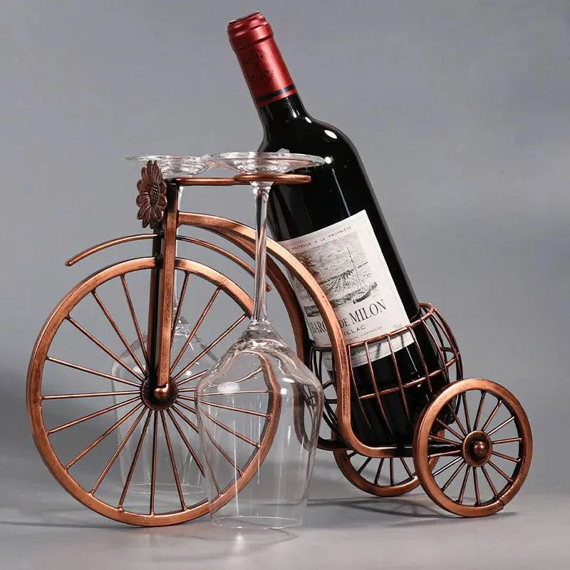 Porta Vinho Decorativo Metal Formato Bicicleta Design Retro Cobre Lavielle