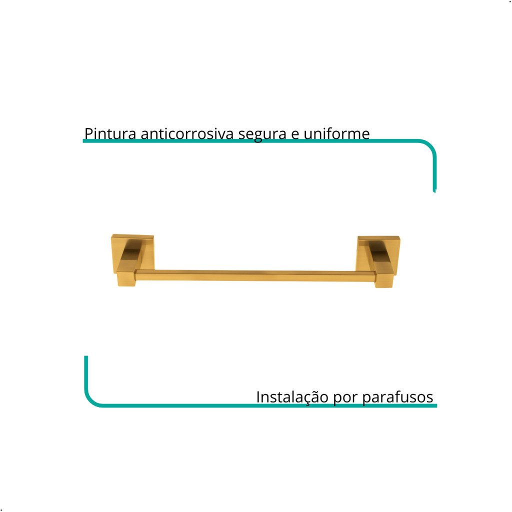 Porta Toalha de Rosto Quadritt Dourado Escovado