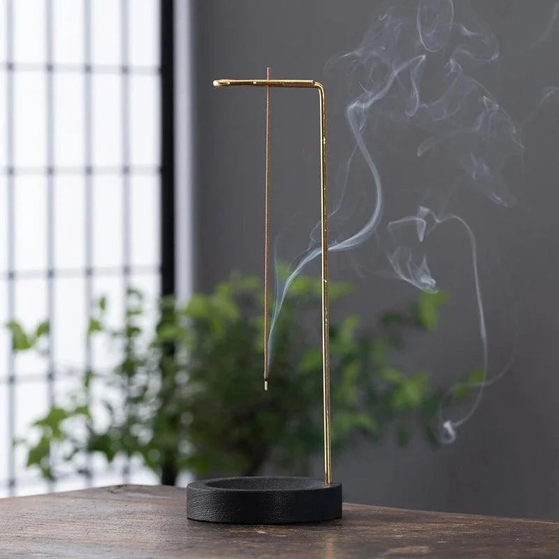 Suporte de Incenso Invertido de Madeira e Metal para Aromaterapia Lavielle