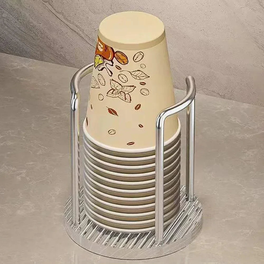Suporte Organizador de Copos Descartáveis em Aço Inox e Acrílico Lavielle