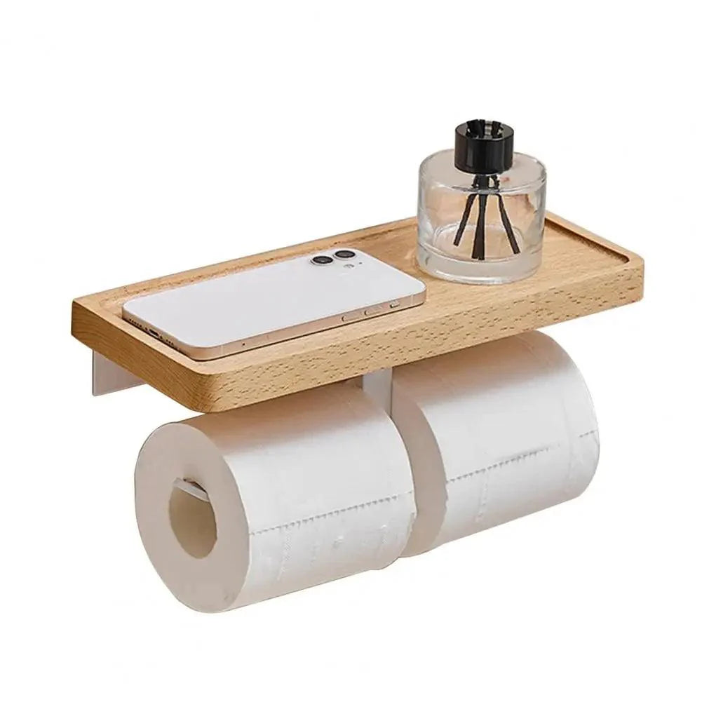 Suporte Para Papel Higiênico De Madeira Premium