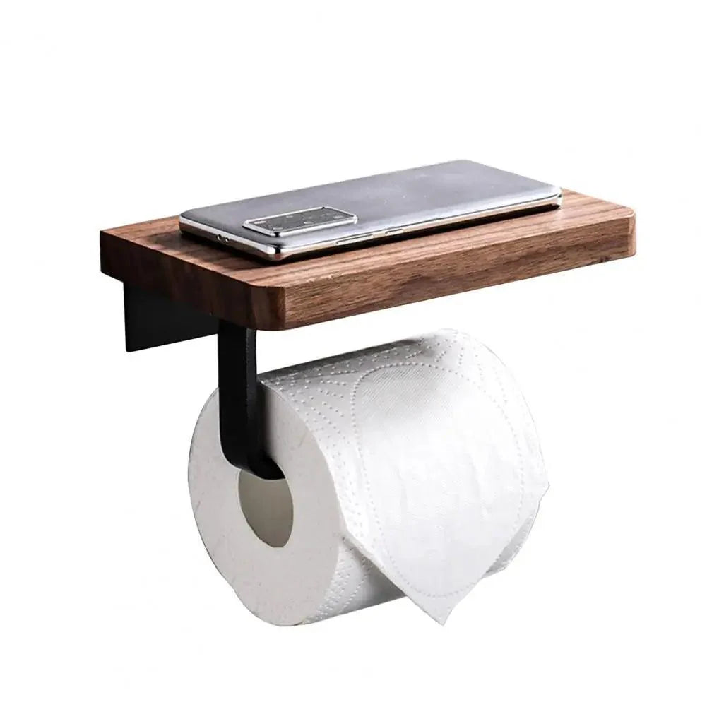 Suporte Para Papel Higiênico De Madeira Premium