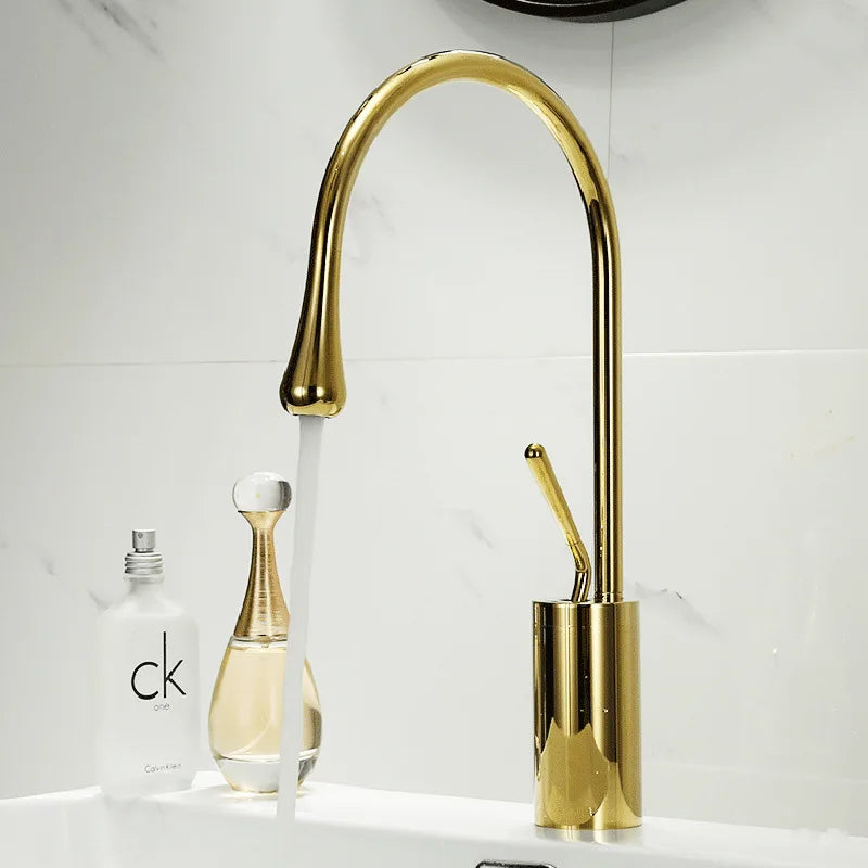 Torneira Para Banheiro Monocomando Misturador Lucca Dourado