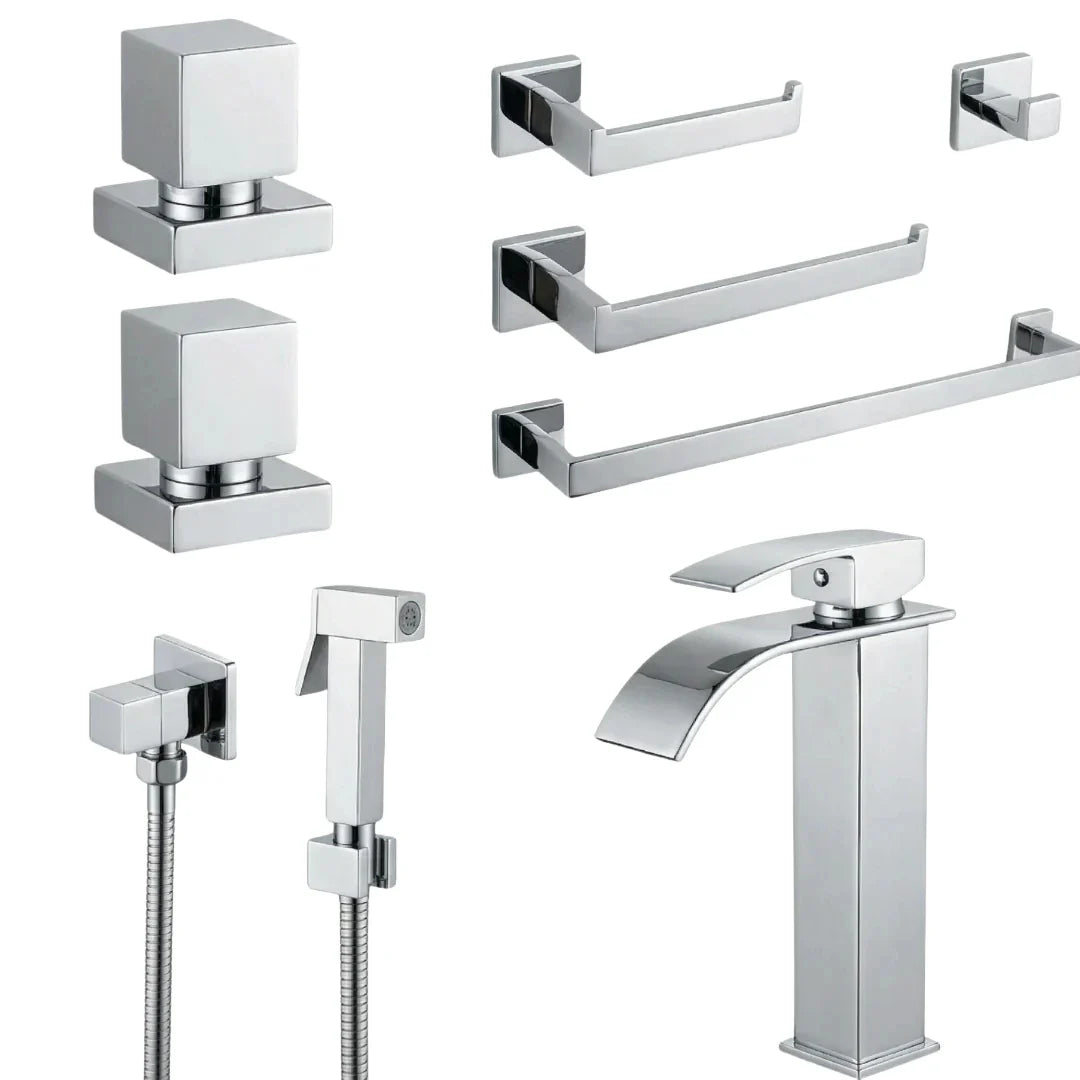 Kit Banheiro Royal 8 Peças em Inox 304