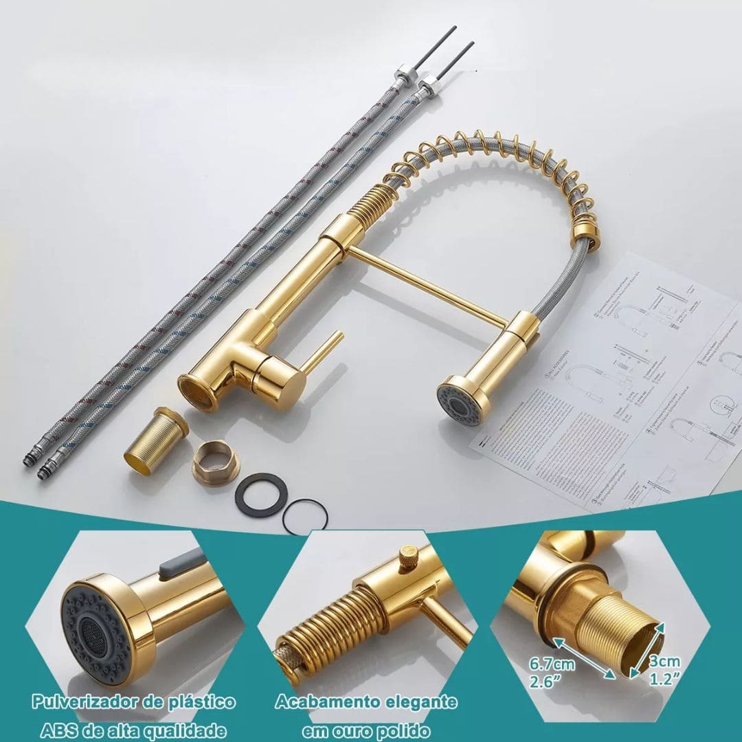 Torneira Gourmet Cozinha Com Extensor Quente e Frio