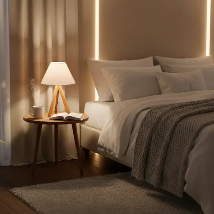 Abajur de Mesa em Madeira Tripé para Quarto