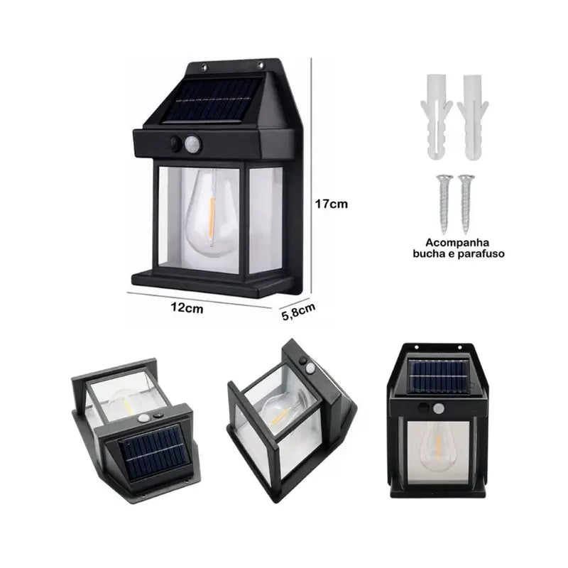 Arandela de Parede Externa Solar LED com Sensor de Movimento