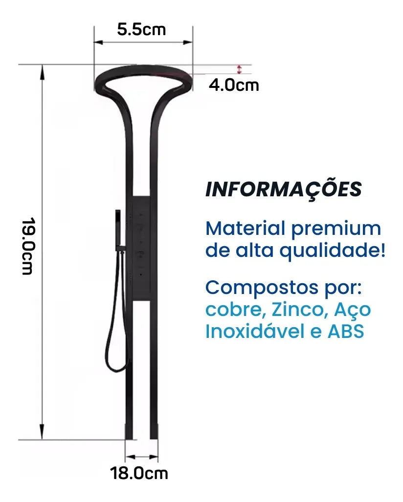 Ducha De Inox Com Hidromassagem Cascata Modelo Round