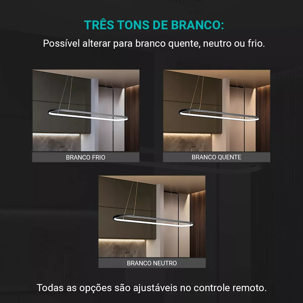 Lustre Pendente Moderno Vallbona com Controle Remoto