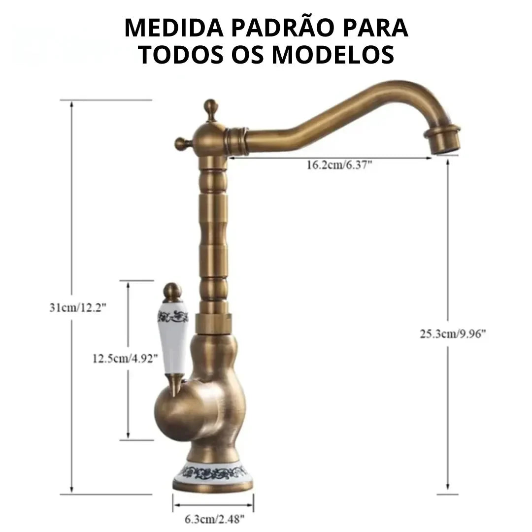 Torneira Monocomando Para Banheiro Modelo Antique